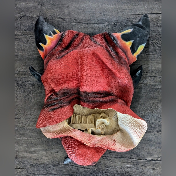 Vintage Dark Diablo Creature Reacher Halloween Costume Devil Mask And Hands - Picture 5 of 13